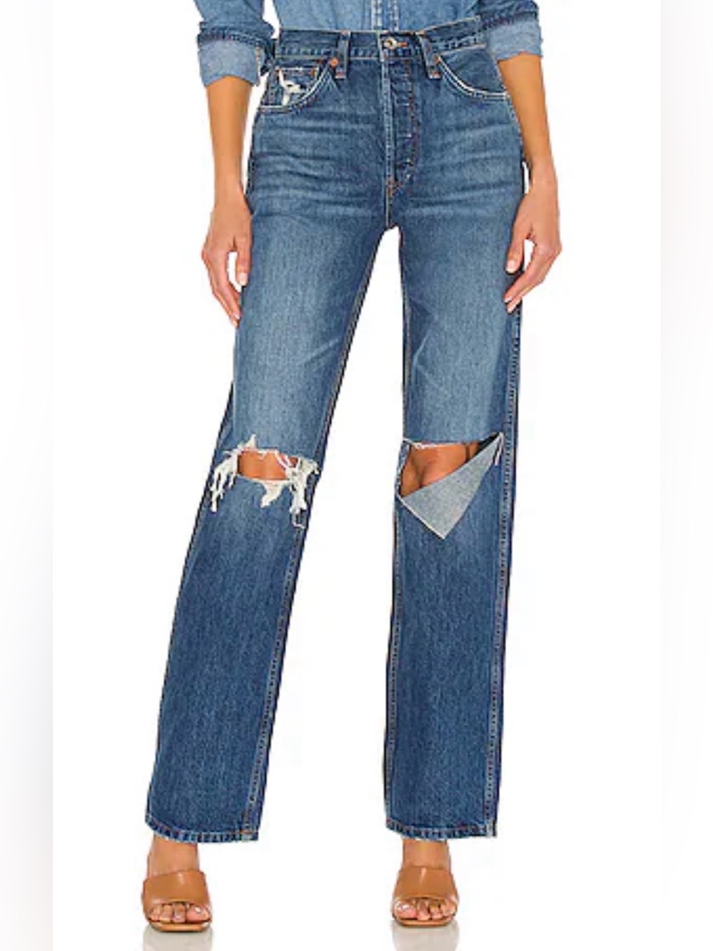 RE/DONE Originals 90s High Rise Loose Jeans in Washed Indigo - Size 25